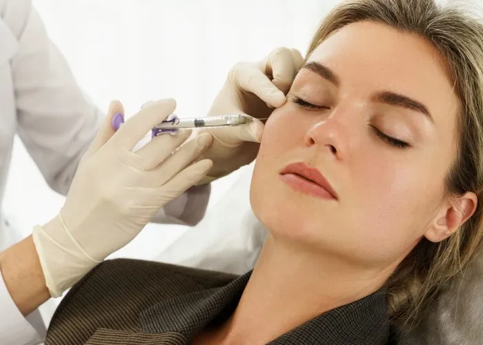 Female client during facial filler injections in aesthetic medical clinic in New York, NY | Re:forma